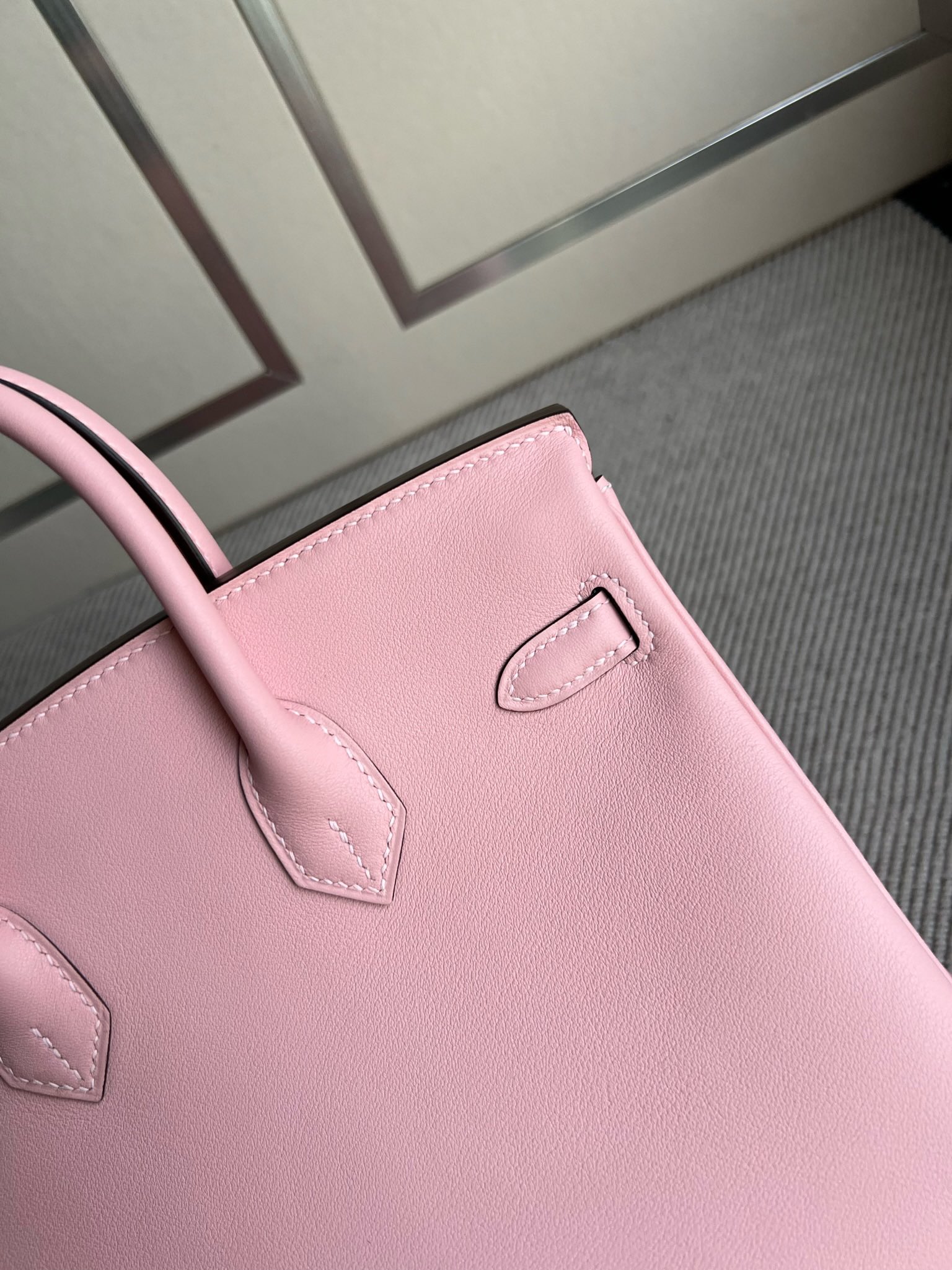 에르메스 버킨백25 화이트 은장 토고가죽